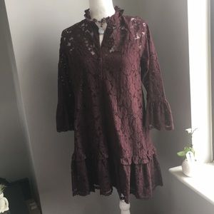Lace dress plum XS slip included